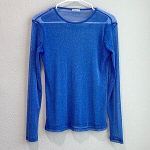 BelleLovin Sheer Blue Long Sleeve Shirt